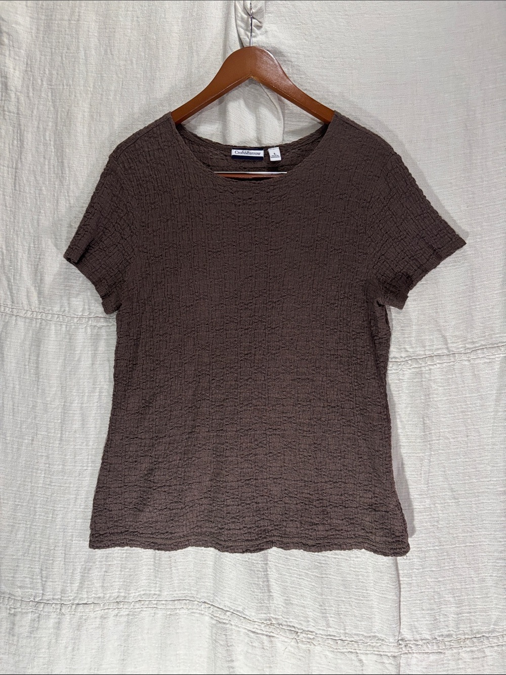 croft & barrow Chocolate Brown Short Sleeve Textured Tee